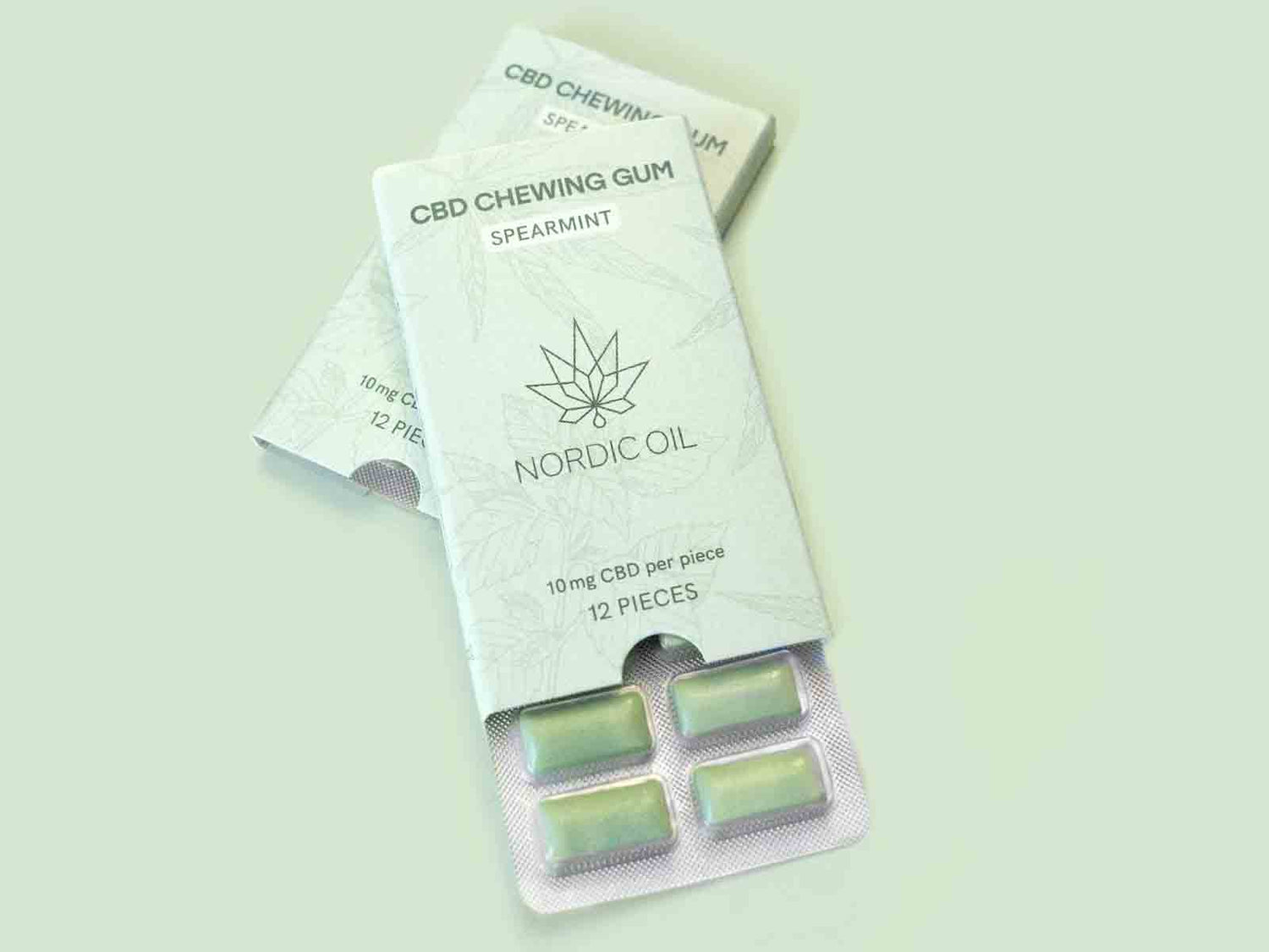 CBD chewing gum with green background