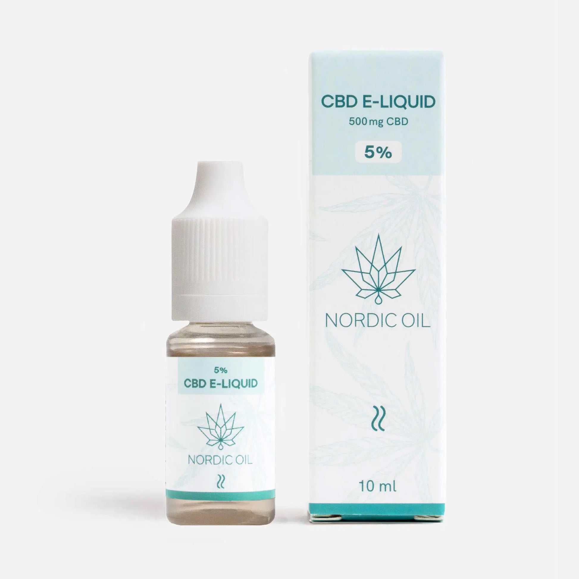 CBD E-Liquid (5%) from Nordic Oil beside the Packaging