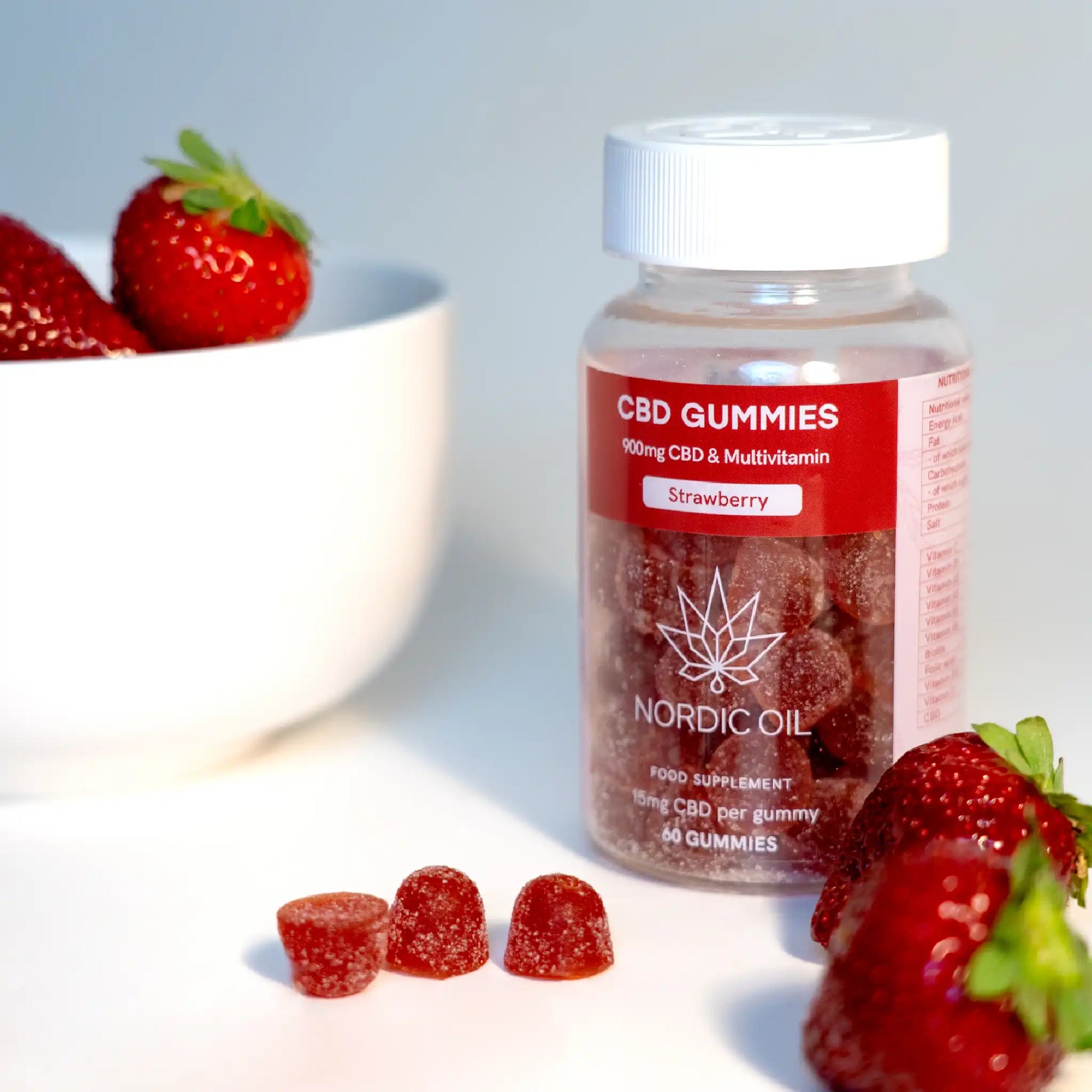 A pack of CBD Gummies with strawberries