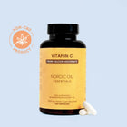 a pack of vitamin c capsules with a certificate: non-cbd product