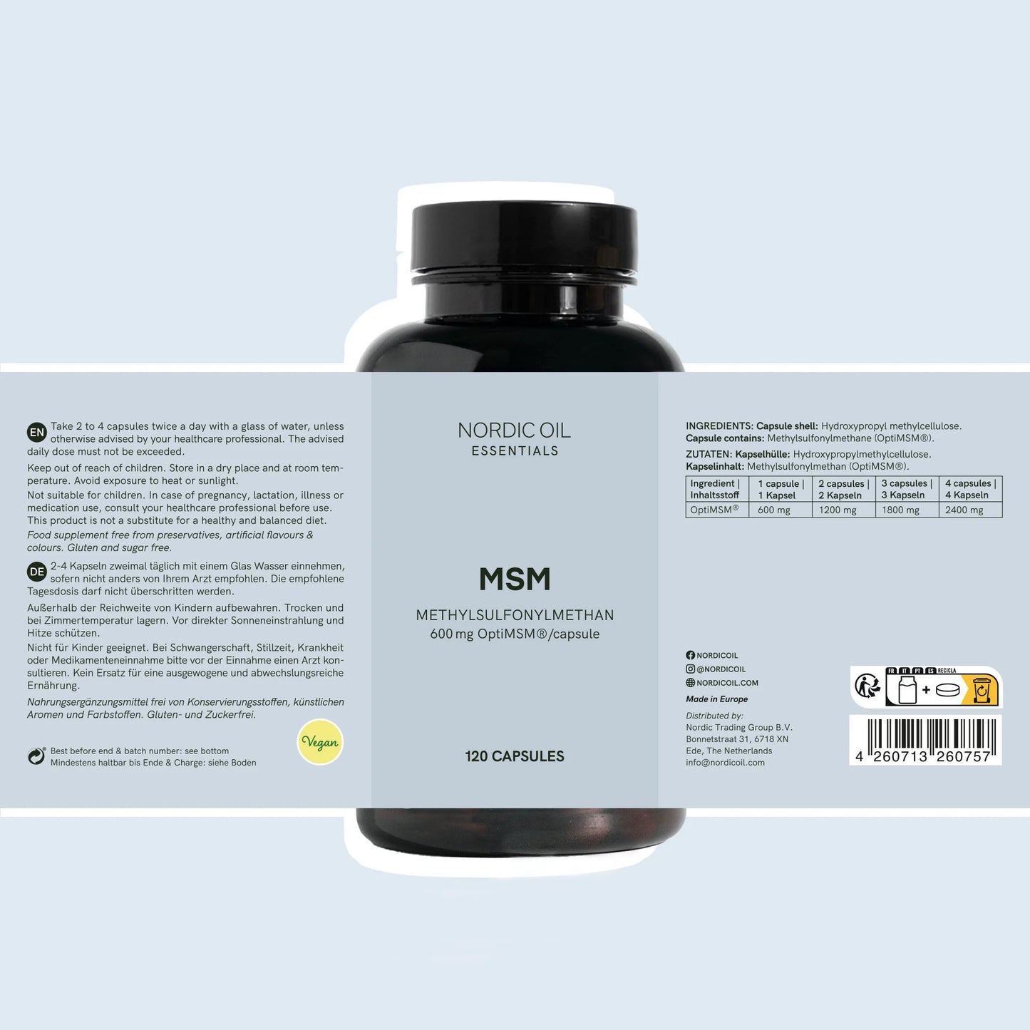 MSM capsules - OptiMSM® 600mg
