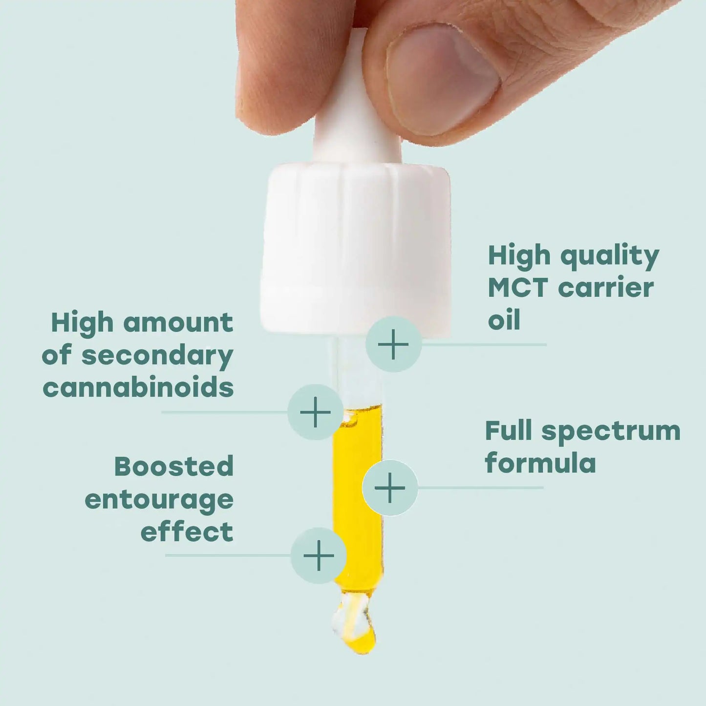 the ingredients of the CBD oil are written next to the pipette